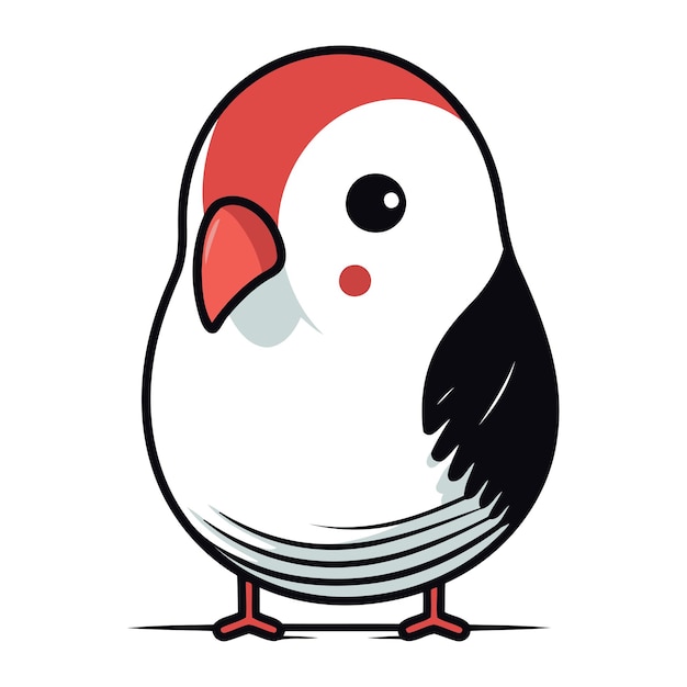 Pássaro de desenho animado bonito isolado em uma ilustração vetorial de fundo branco