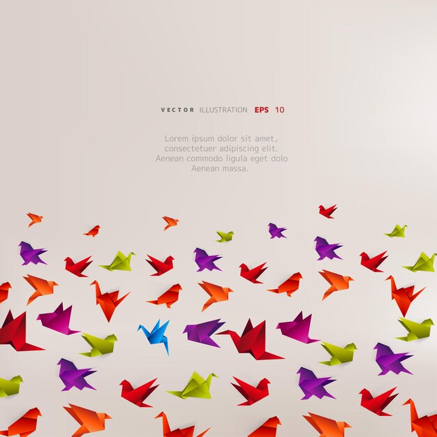 Pássaro de papel origami em fundo abstrato