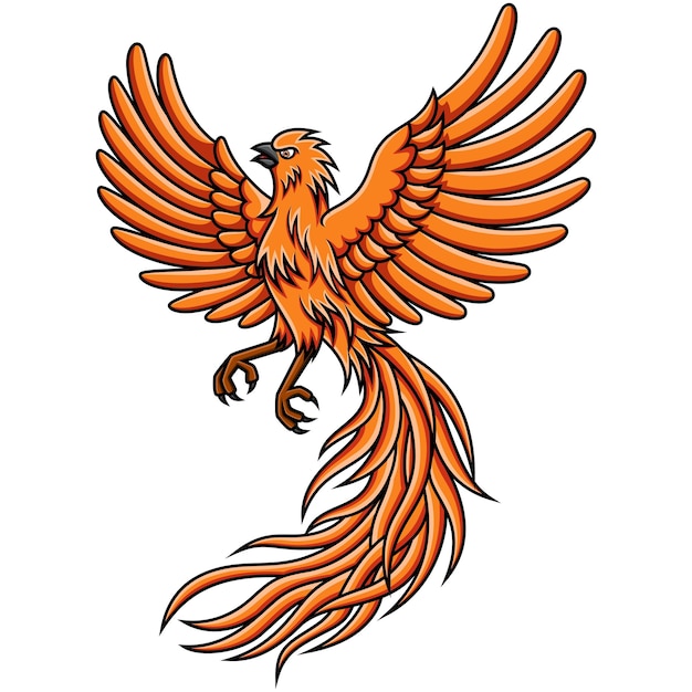 Vetor pássaro phoenix com asas abertas
