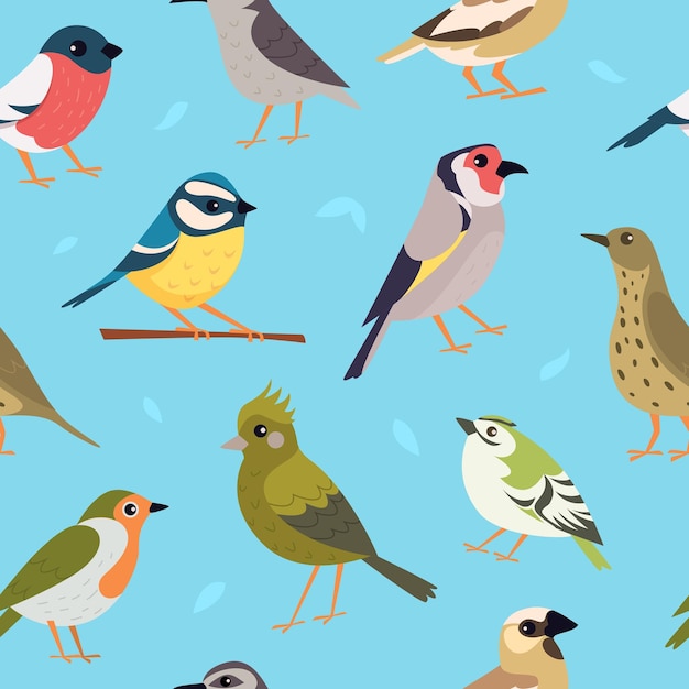 Pássaros padrão pombos pardal animais voadores imagens para design de impressão vetor exato fundos sem costura