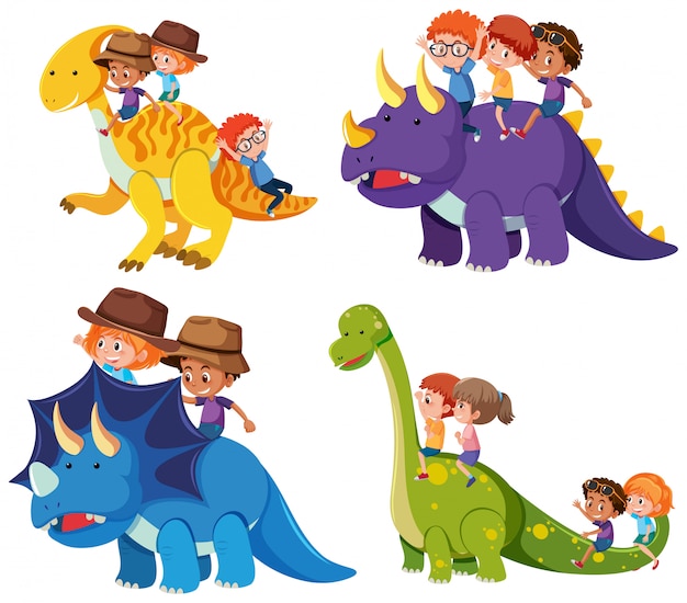 Conjunto De Personagem De Desenho Animado De Dinossauro Roxo Ilustração do  Vetor - Ilustração de wildlife, humano: 221797444