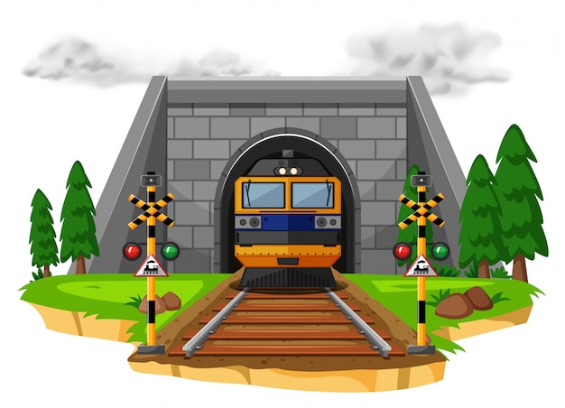 Vetor passeio de trem na ferrovia