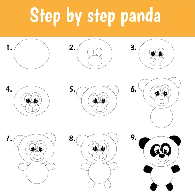 Como desenhar: Panda com o nº 8 > Aula de Aulas de Desenhos