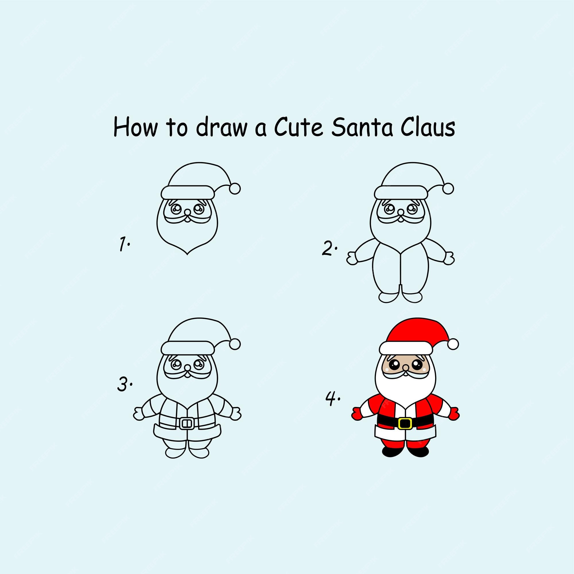 Como Desenhar Pequena Ilustração Vetorial Papai Noel Desenhe Papai Noel  imagem vetorial de NutkinsJ© 626295900