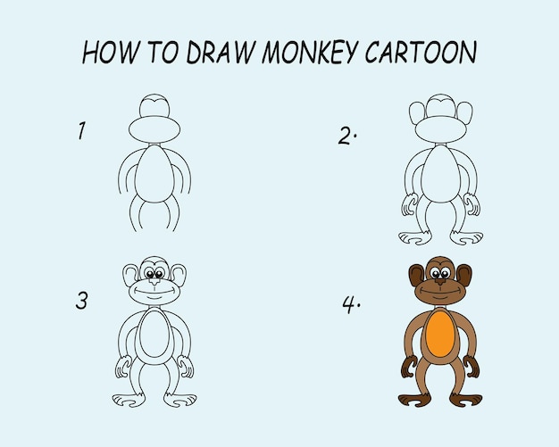 desenhando lição para crianças. quão desenhar macaco. desenhando