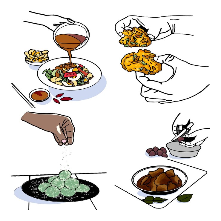 Vetor passos de cozinha da cozinha inodnesiana