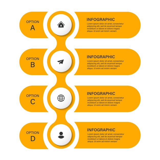 Passos design de modelo infográfico de processo de cronograma de negócios com ícones