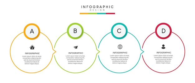 Passos design de modelo infográfico de processo de cronograma de negócios com ícones