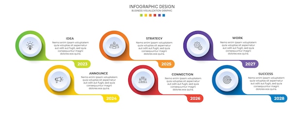 Passos design de modelo infográfico de processo de cronograma de visualização de dados de negócios com ícones