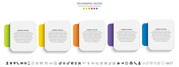 Passos design de modelo infográfico de processo de cronograma de visualização de dados de negócios com ícones