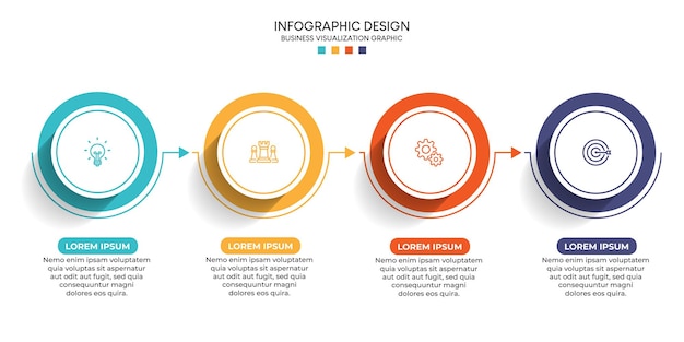 Passos design de modelo infográfico de processo de cronograma de visualização de dados de negócios com ícones