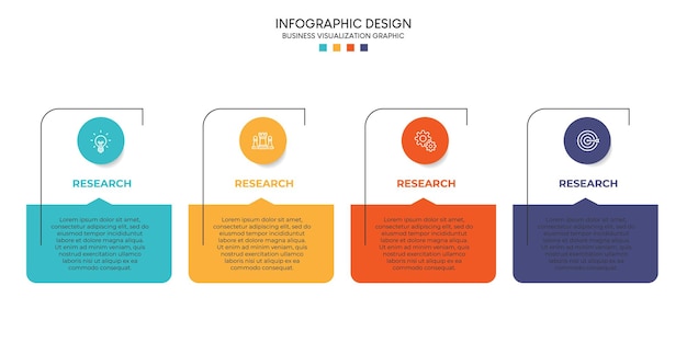 Passos design de modelo infográfico de processo de cronograma de visualização de dados de negócios com ícones