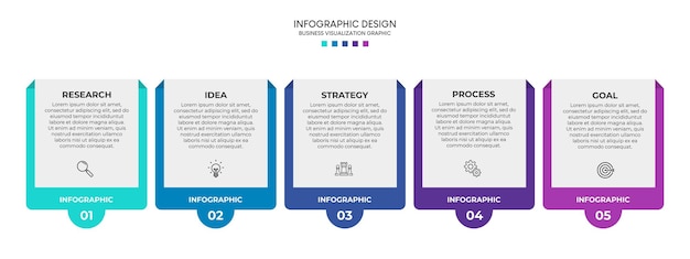 Passos design de modelo infográfico de processo de cronograma de visualização de dados de negócios com ícones