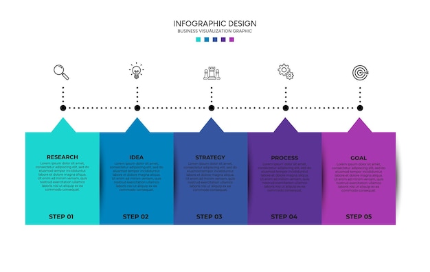 Passos design de modelo infográfico de processo de cronograma de visualização de dados de negócios com ícones