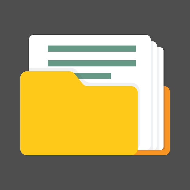 Pasta amarela com documentos confidenciais. Dados e informações confidenciais