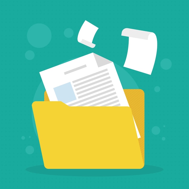 Pasta de arquivo com documentos ao redor