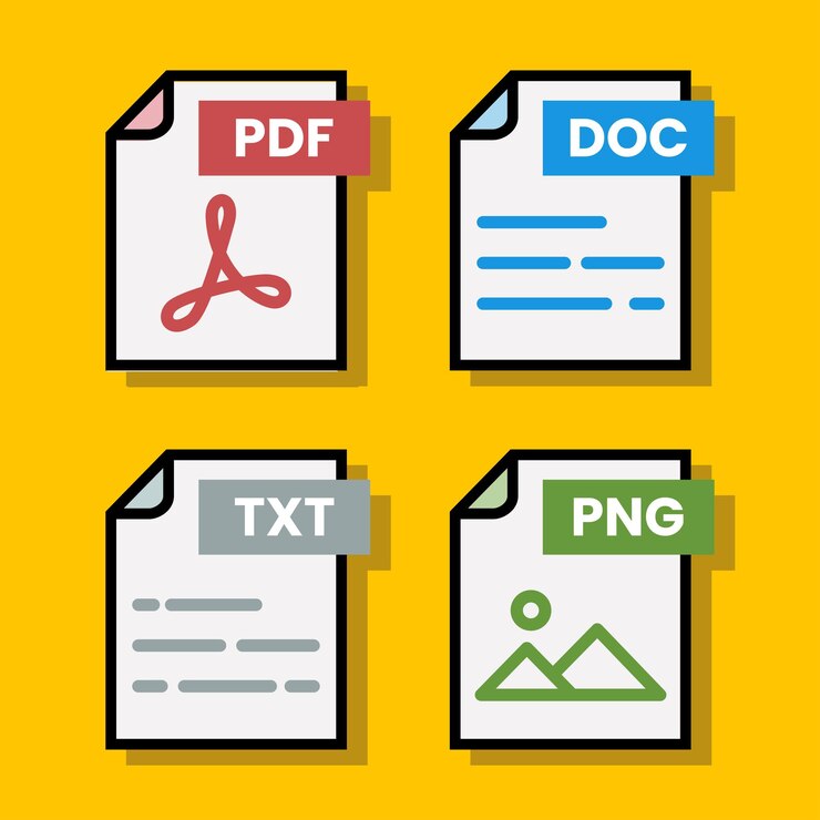 Vetor pasta de arquivo de documento baixar formato de cor vetorial pdf doc xls jpg zip txt png json ppt csv xml ai mp