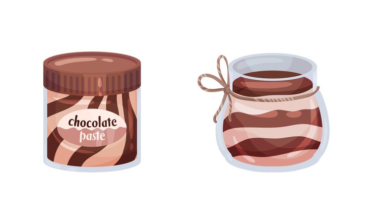Vetor pasta doce de chocolate para espalhar em pão e torradas