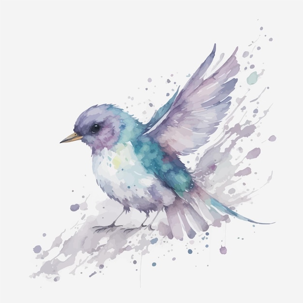 Pastel aquarela de passarinho voador