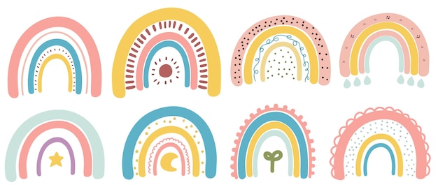 Pastel de arco-íris bonito desenhado à mão