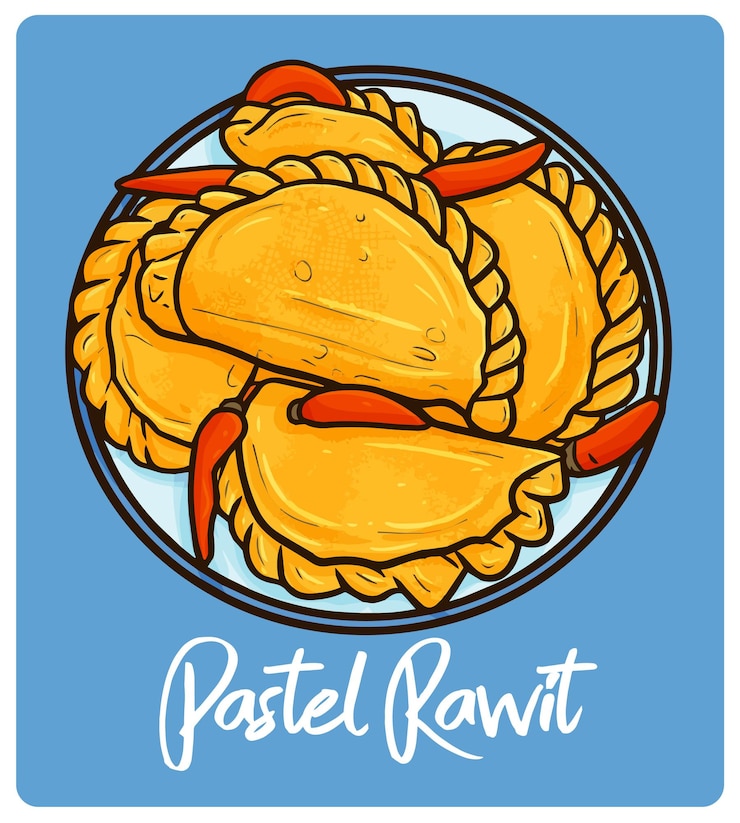 Vetor pastel rawit um lanche indonésio em estilo doodle