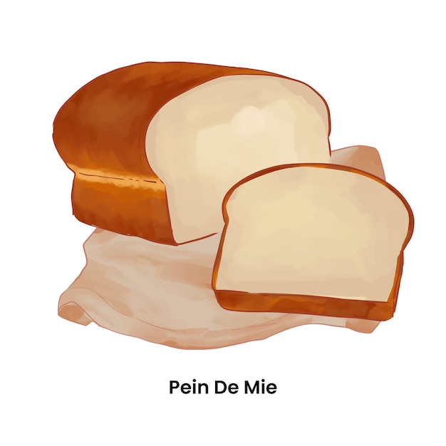 Pastelaria e ilustração de pão Pain De Mie