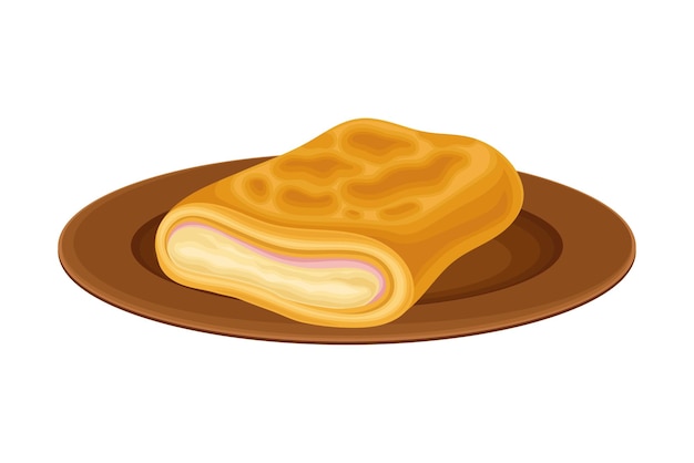 Pastelaria enrolada com recheio como ilustração vetorial de pratos da culinária brasileira