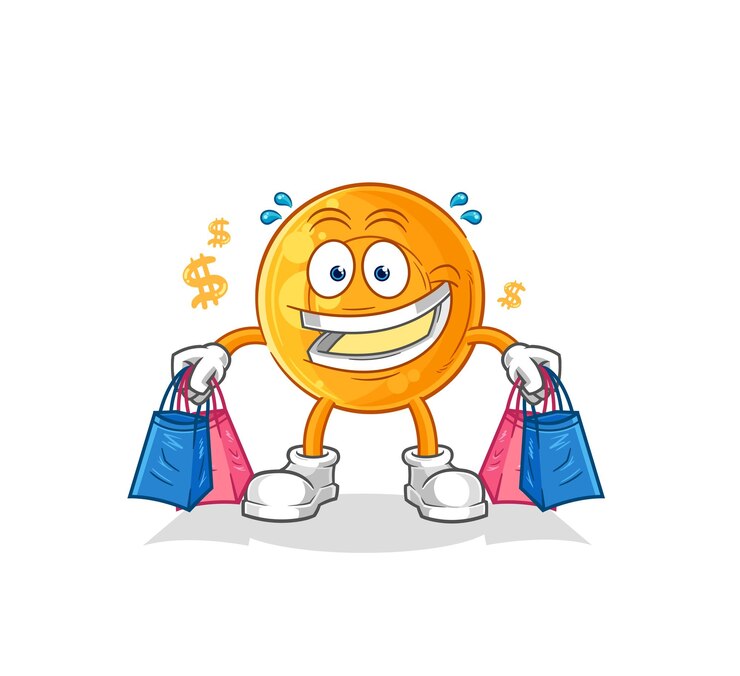 Vetor pastilhas para a garganta, vetor de desenhos animados de mascote de compras