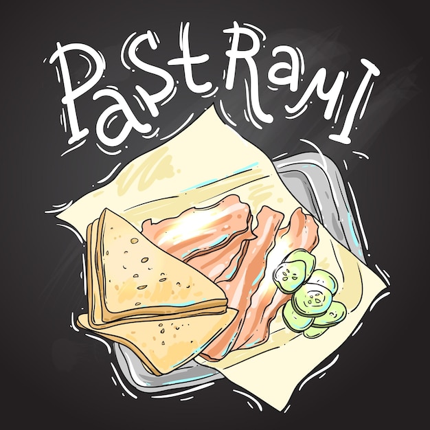 Pastrmi vetor desenhado à mão