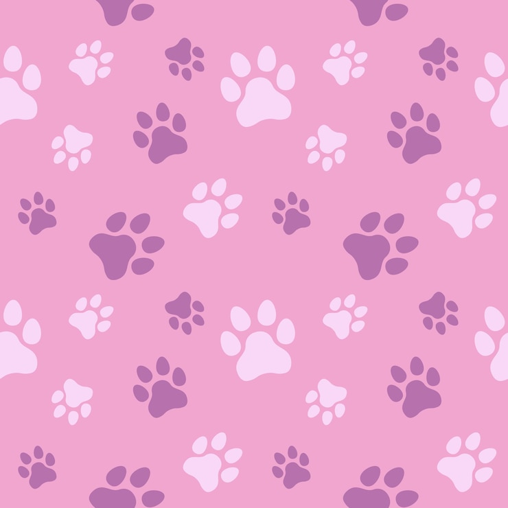 Vetor pata de cachorro e gato sem costura padrão vetorial doodle fundo de pegada de animal abstrato