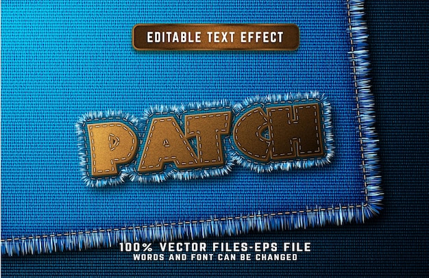 Patch 3d vetores premium de efeito de texto realista