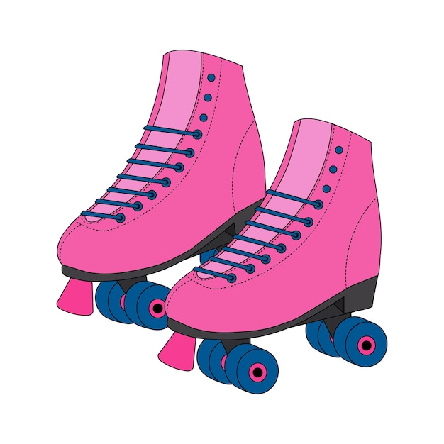 Patins cor-de-rosa femininos da velha escola Cartaz de patins retrô