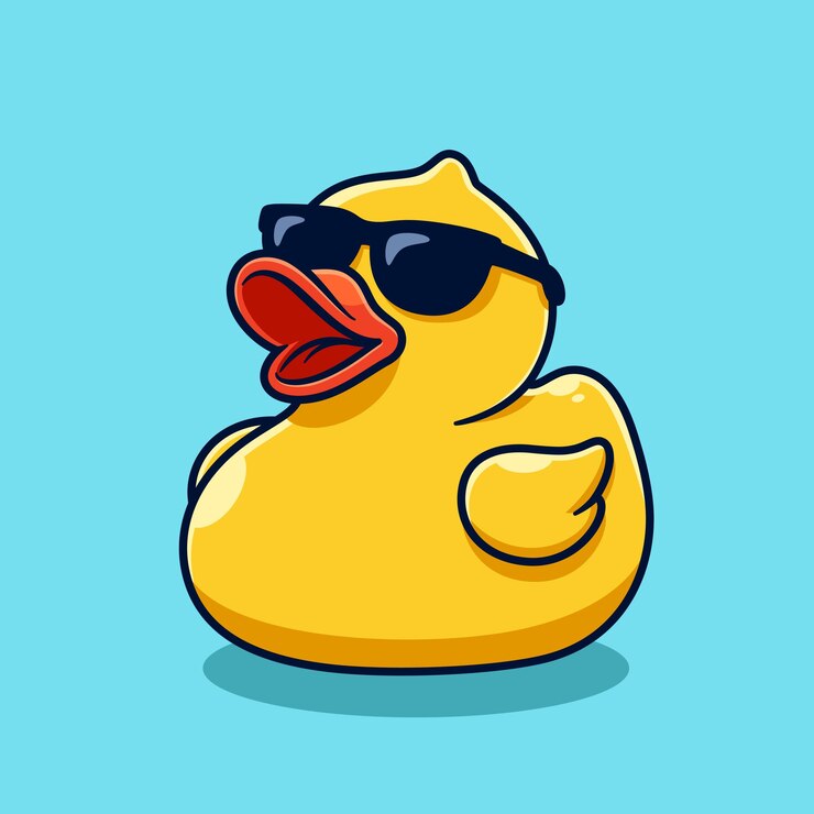 Vetor pato de borracha bonito pato amarelo ilustração vetorial de desenho animado