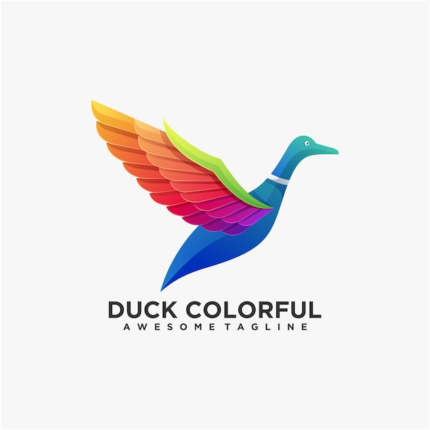 Pato design de logotipo colorido vetor cor moderna