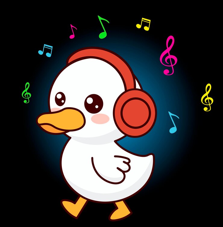 Vetor pato música ilustração