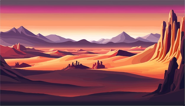 Patrão de cacto no deserto com montanhas fundo de céu azul ilustração vetorial de vida selvagem