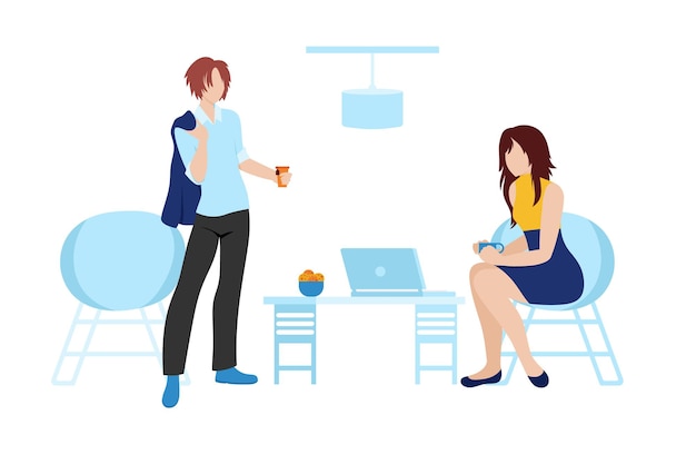 Pausa para o café do Web banner do trabalho. Descanse enquanto trabalha no design de imagem vetorial.