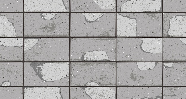 Vetor pavimento com padrão sem emenda de tijolos velhos rachados texturizados