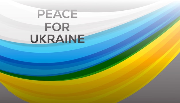 Paz para o texto da ucrânia com design vetorial de tema de bandeira aquarela