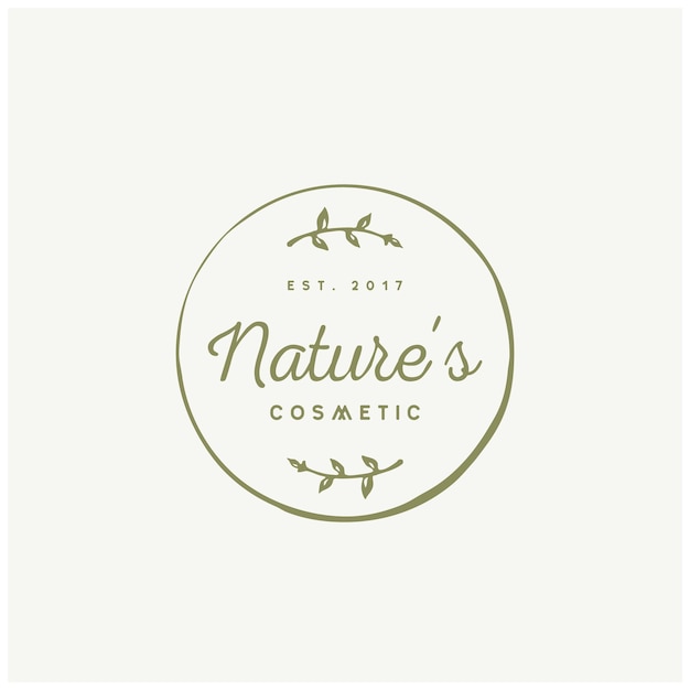 Vetor pé de flor desenhada à mão para design de logotipo de selo vintage beauty nature cosmetic