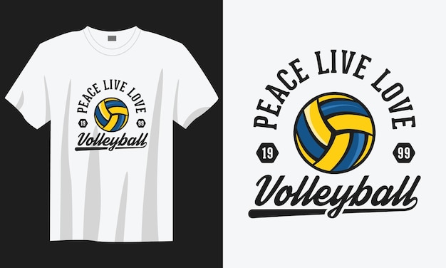 Vetor peace live love voleibol tipografia vintage basquetebol voleibol tshirt design ilustração