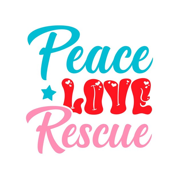 PEACE LOVE RESCUE Desenho retro de valas