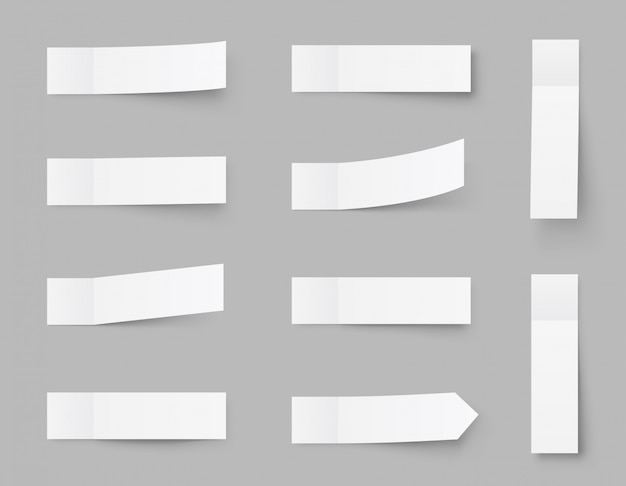 Pealistic notas auto-adesivas, postar adesivos com sombras isoladas em um cinza. Fita adesiva de papel com sombra. fita adesiva de papel, espaços em branco retangulares de escritório