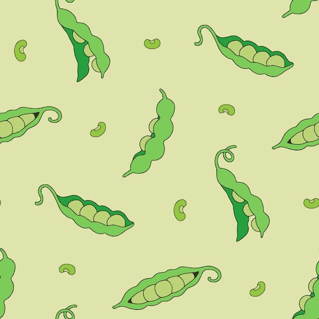 Peas Pod Soybean Vector Desenho de ilustração de padrão sem costura