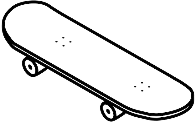 Vetor peças de skate de ícone isométrico de skate preto e branco simples