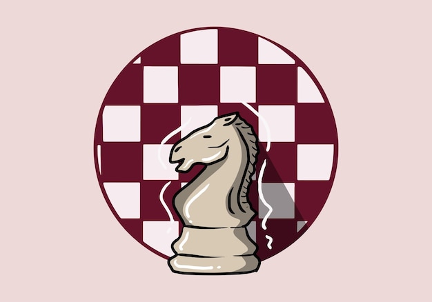 Vetor peças de xadrez de cavaleiro branco desenhadas à mão isoladas no logotipo de xadrez de fundo para aplicativo de site e impressão