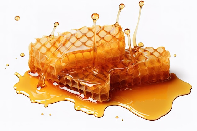 Vetor pedaço de favo de mel isolado em fundo branco em close-up elemento de design de embalagem
