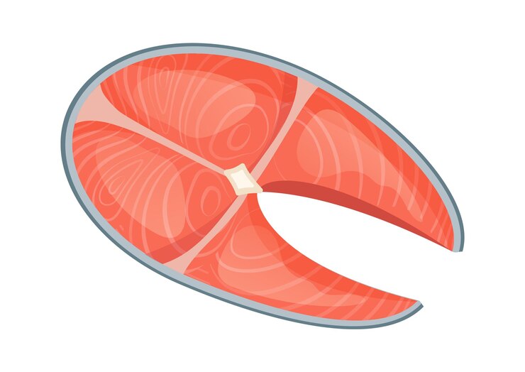 Vetor pedaço de peixe vermelho ícone de frutos do mar ilustração em vetor