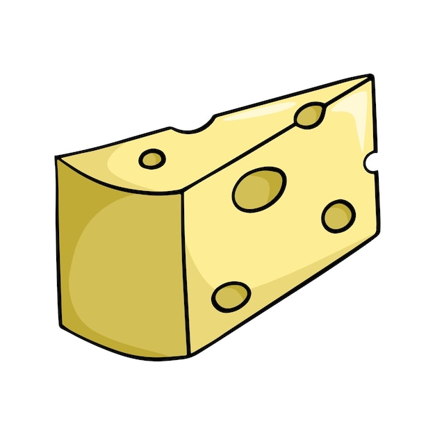 Vetor pedaço triangular amarelo brilhante de desenho vetorial de queijo