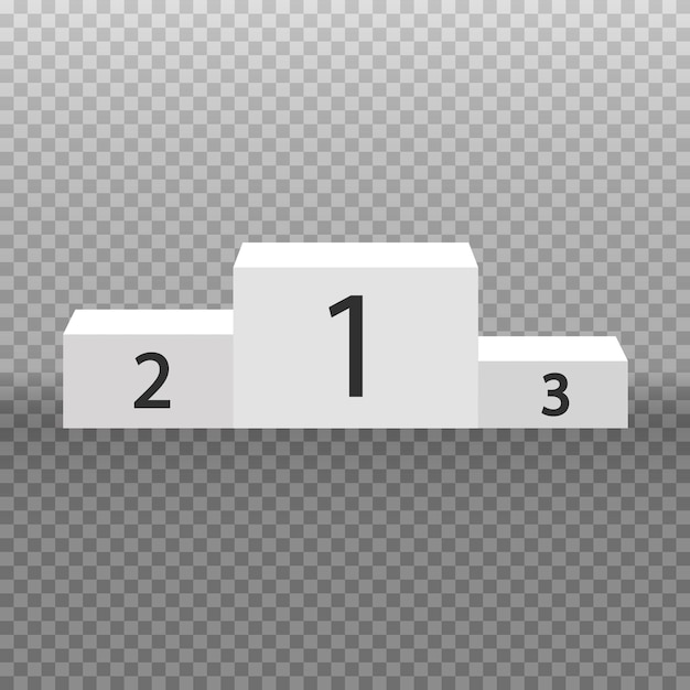 Vetor pedestal de vencedores brancos. pódio 3d para os vencedores da 1ª, 2ª e 3ª competição. vetor.